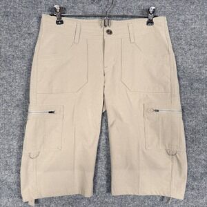 KUHL Mens Sz 0 Cargo Shorts Tan Khaki Hiking Outdoors Ripstop Rollup Drawstring